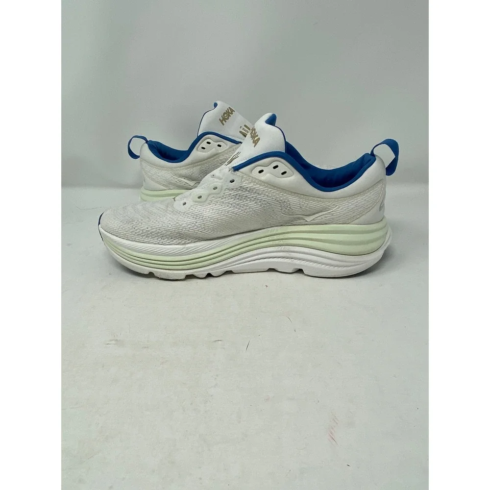 Hoka Gaviota 5 Wide Mens 10.5 2E White Blue Gold Running Shoes 1134234 FTG